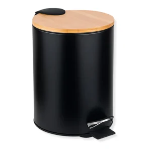 CESTO DE RESIDUOS NEGRO TAPA BAMBU