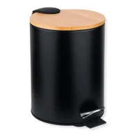 CESTO DE RESIDUOS NEGRO TAPA BAMBU